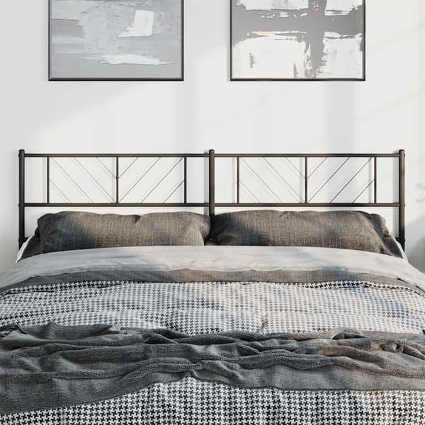 vidaXL Utskiftbar sengegavl i metall svart 193 cm