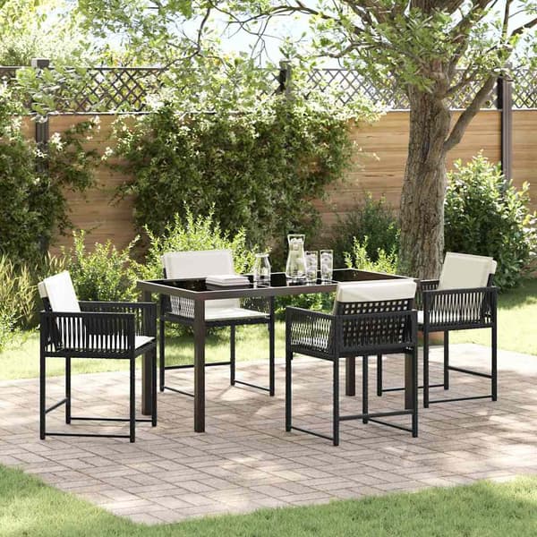 vidaXL Hage Spisegruppe 5 pcs Svart polyrotting