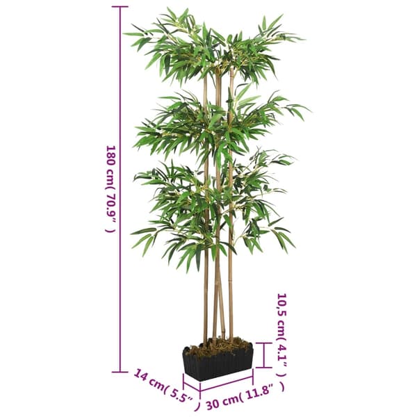vidaXL Konstväxt bambu 1216 blad 180 cm grön