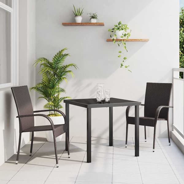 vidaXL Trädgårdsmöbelset 3 pcs Brun Pulverlackerat stål