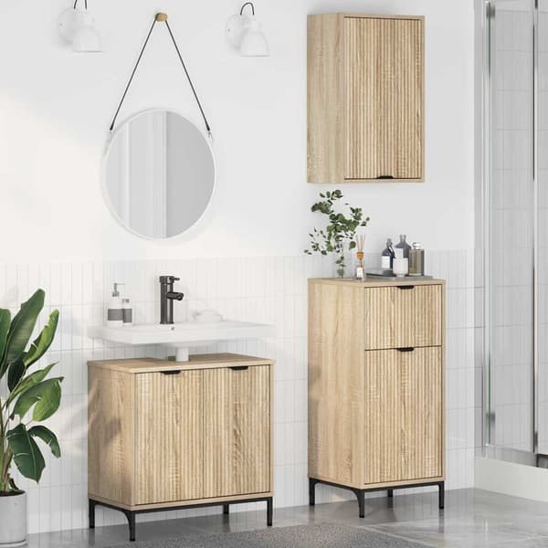 vidaXL Baderomsinnredningssett 3 pcs Sonoma eik 39.5 x 36 x 88 cm