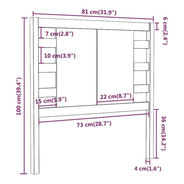 vidaXL Sengegavl grå 81x4x100 cm heltre furu