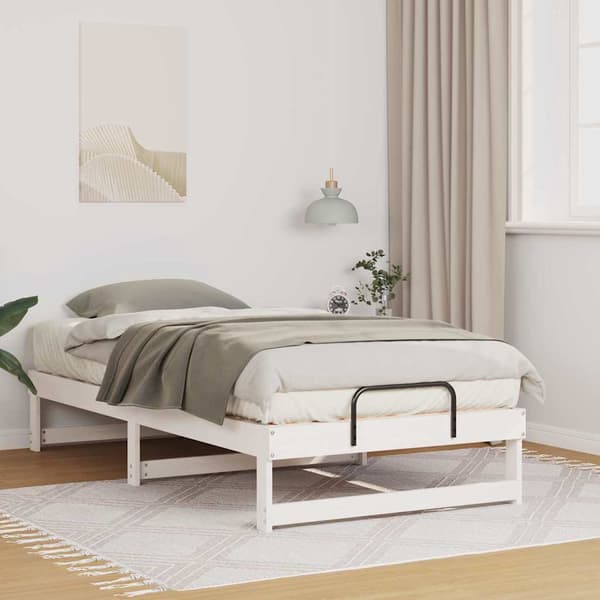 vidaXL Sängram Vit 90 x 200 cm Massiv furu