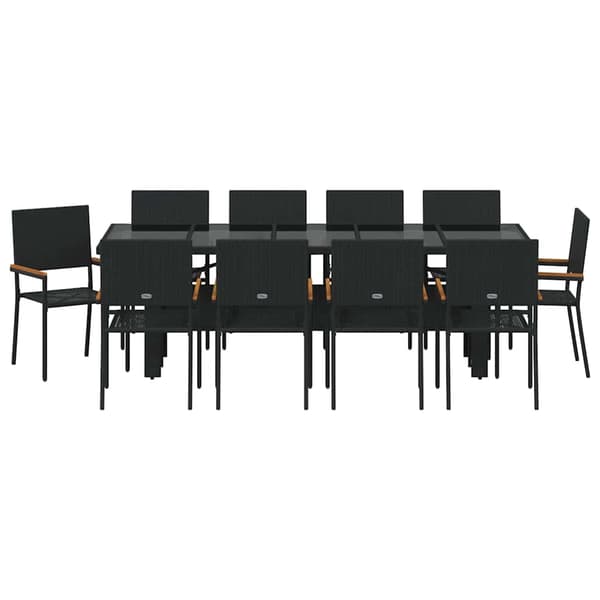 vidaXL Hage Spisegruppe 11 pcs Svart polyrotting