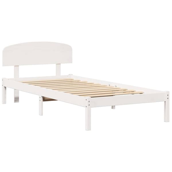 vidaXL Sengestamme med hodegjerde Hvit 90 x 200 cm Massiv furu