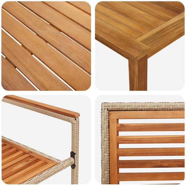 vidaXL Hage Spisegruppe 5 pcs Beige Solid akasietre