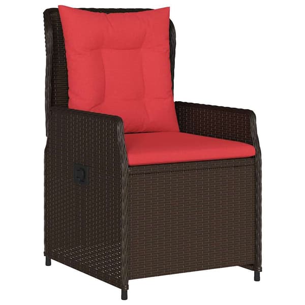 vidaXL Trädgårdsmöbelset med kudde 5 pcs Brun Poly rattan