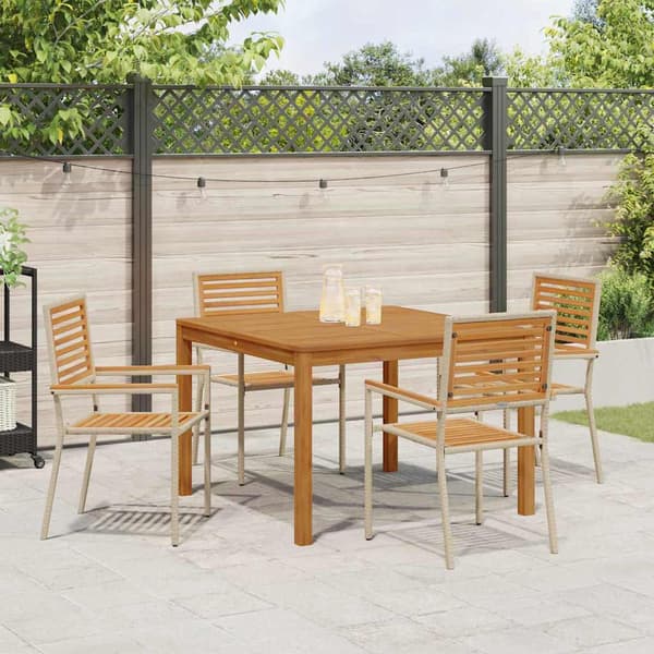 vidaXL Trädgårdsmöbelset 5 pcs Beige Massivt Akaciaträ
