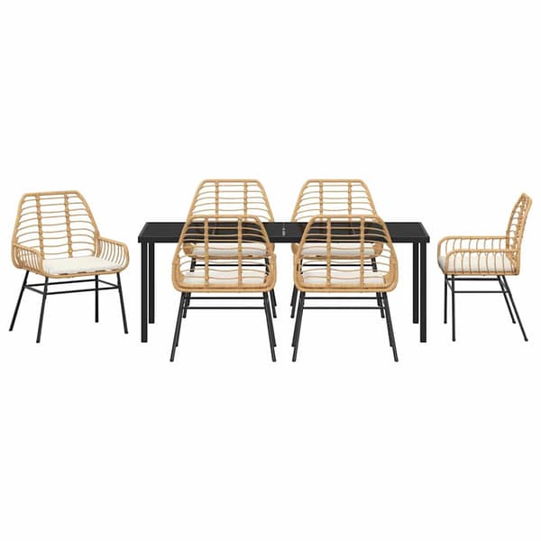 vidaXL Trädgårdsmöbelset 7 pcs Brun konstrotting