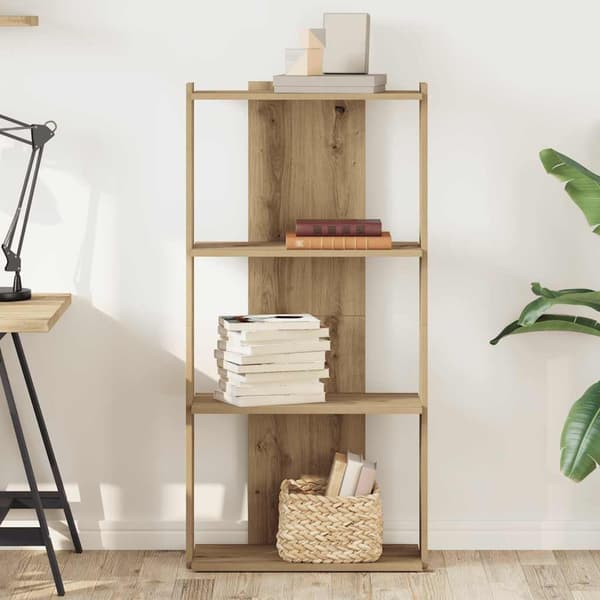 vidaXL Bokhylle 3 etasjer artisan eik 60x30x120 cm konstruert tre