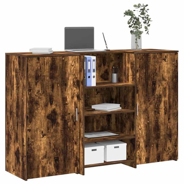 vidaXL Receptionsdisk rökfärgad ek 155x50x103,5 cm konstruerat trä