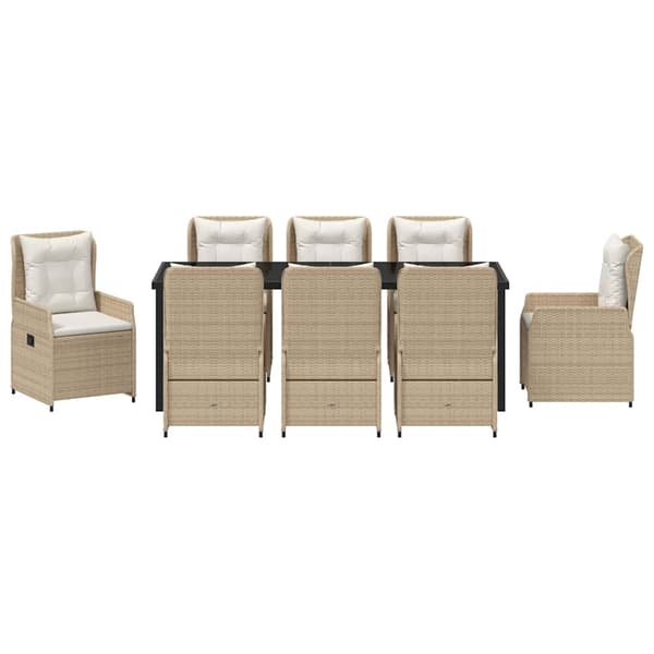 vidaXL Trädgårdsmöbelset 9 pcs Beige och Ljusgrå konstrotting