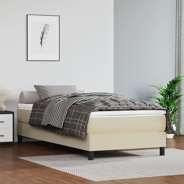 vidaXL Ramsäng gräddvit 100x200 cm konstläder