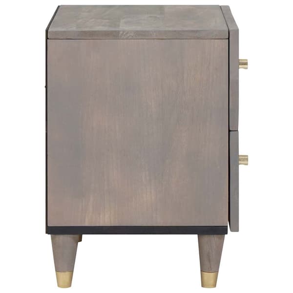 vidaXL Nattbordskap 2 pcs Grå 40 x 33 x 46 cm Massiv mango tre