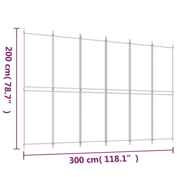 vidaXL Romdeler 6 paneler brun 300x200 cm stoff