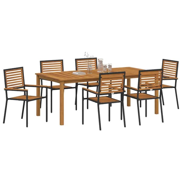 vidaXL Trädgårdsmöbelset 7 pcs Svart Massivt Akaciaträ