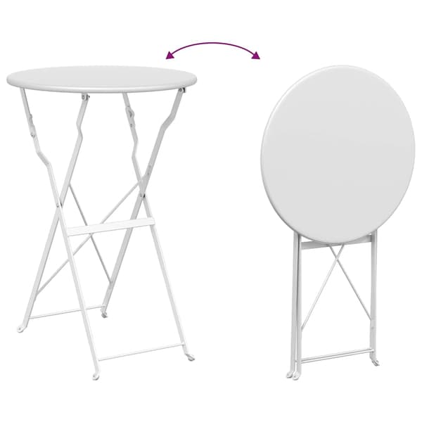 vidaXL Sammenleggbart Bistrosett 3 pcs Hvit Stål