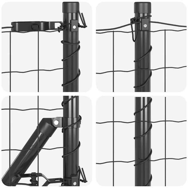 vidaXL Gjerde med stolpe Grå 0,4 x 25 m Stål og PVC