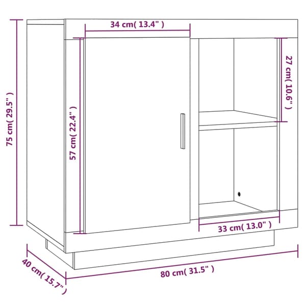vidaXL Skjenk sonoma eik 80x40x75 cm