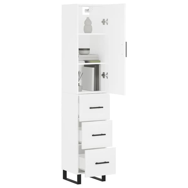 vidaXL Highboard hvit 34,5x34x180 cm konstruert tre