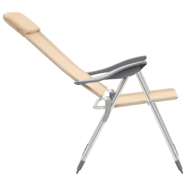 vidaXL Hopfällbara campingstolar 4 st aluminium gräddvit