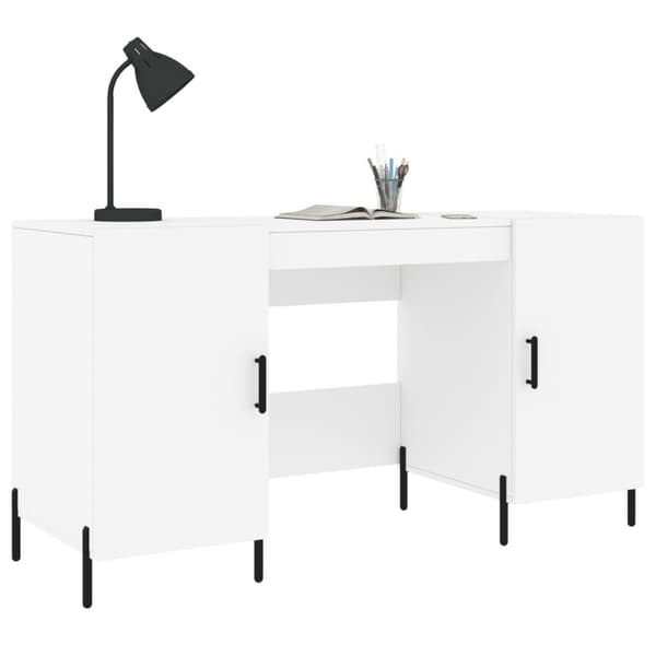 vidaXL Skrivebord hvit 140x50x75 cm konstruert tre