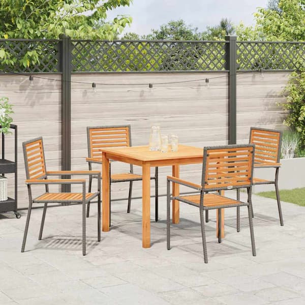 vidaXL Hage Spisegruppe 5 pcs Grå Solid akasietre