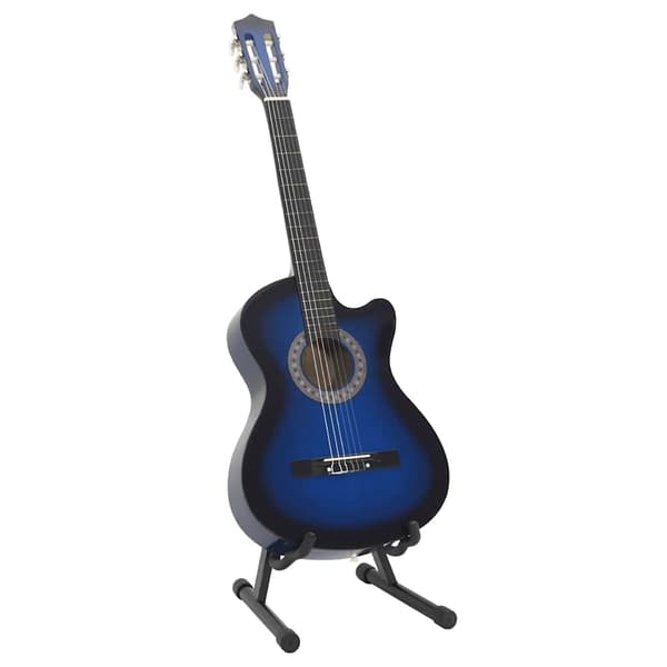 vidaXL Gitarr 12 delar med 6 strängar western blå 38"