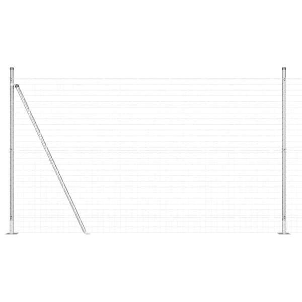 vidaXL Gjerde med stolpe sølv 1,5 x 10 m Stål