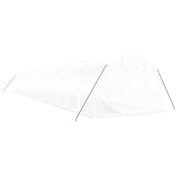 vidaXL Växthus med stålram vit 48 m² 16x3x2 m