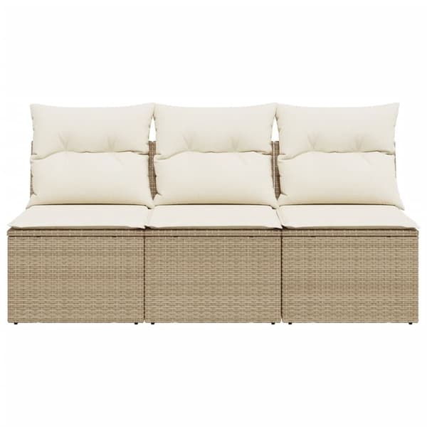 vidaXL Trädgårdssoffa 3-sits med dynor konstrotting beige