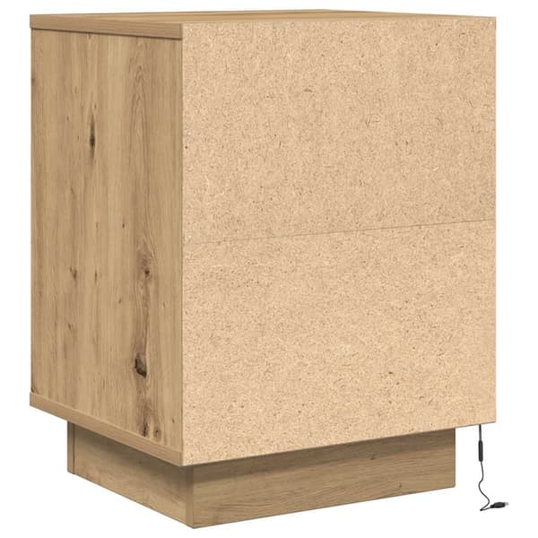 vidaXL Nattbord med LED artisan eik 38x34x50 cm