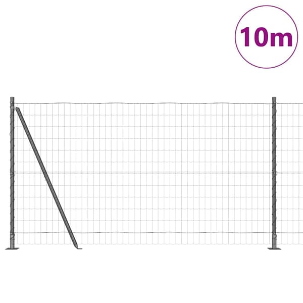 vidaXL Gjerde med stolpe Grå 1,2 x 10 m Stål og PVC
