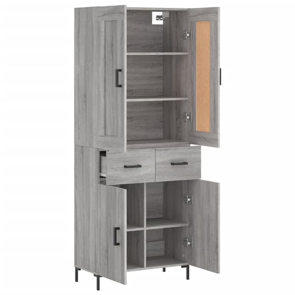 vidaXL Highboard grå sonoma 69,5x34x180 cm konstruert tre