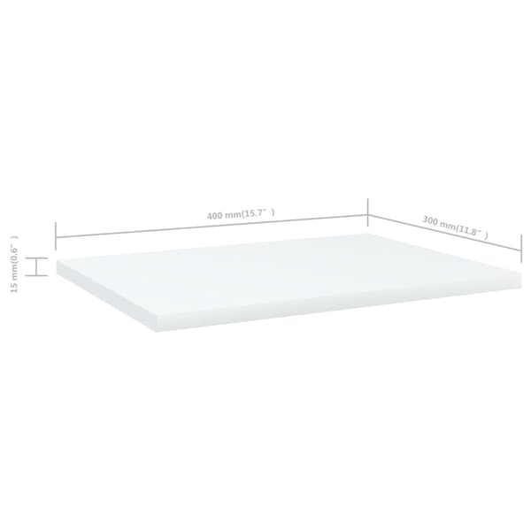 vidaXL Hyllplan 4 st vit 40x30x1,5 cm konstruerat trä