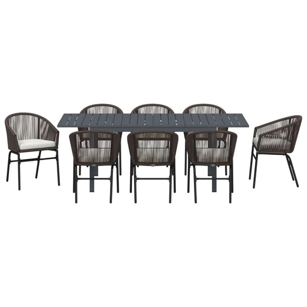 vidaXL Trädgårdsmöbelset 9 pcs Brun konstrotting