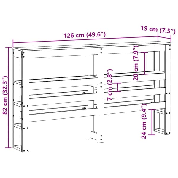 vidaXL Hodegavl med hyller hvit 120 cm heltre furu