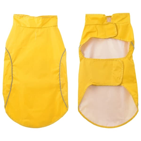 vidaXL Hunde regnfrakk med refleksstrimler polyester gul 2XL