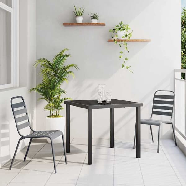 vidaXL Hage Spisegruppe 3 pcs Mørke grå Stål