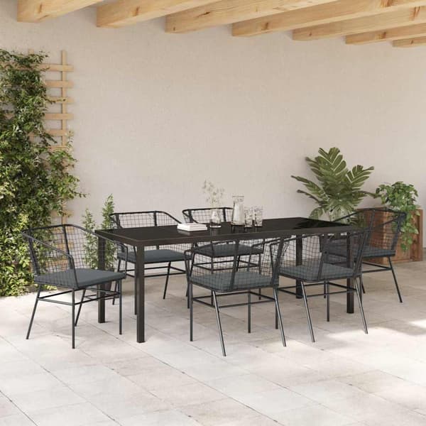 vidaXL Trädgårdsmöbelset 7 pcs Svart konstrotting