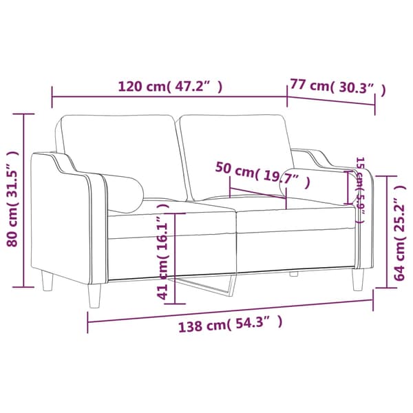 vidaXL 2-sits soffa med prydnadskuddar brun 120 cm tyg