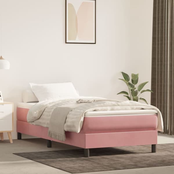 vidaXL Pocketresårmadrass medium rosa 90x200x20 cm sammet