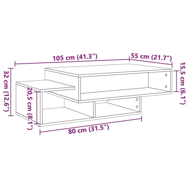 vidaXL Soffbord åldrat trä 105x55x32 cm konstruerat trä