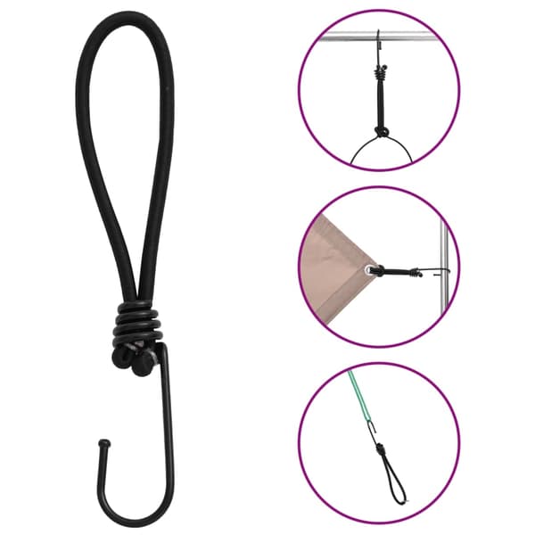 vidaXL Gummistroppar med krok 25 st 17 cm