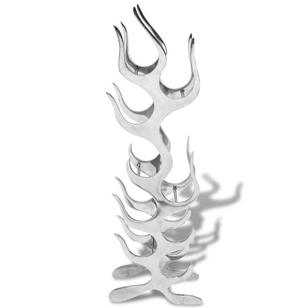 vidaXL Vinställ lågor 9 flaskor aluminium silver