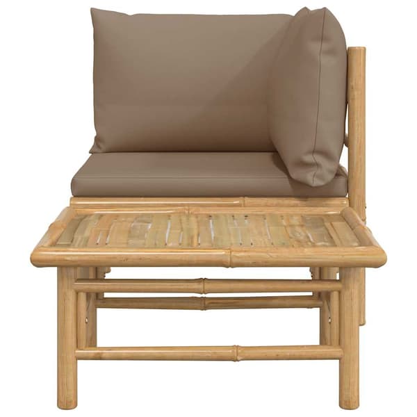 vidaXL Loungegrupp för trädgården 2 delar taupe dynor bambu
