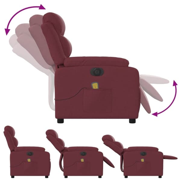 vidaXL Elektrisk massagefåtölj vinröd tyg