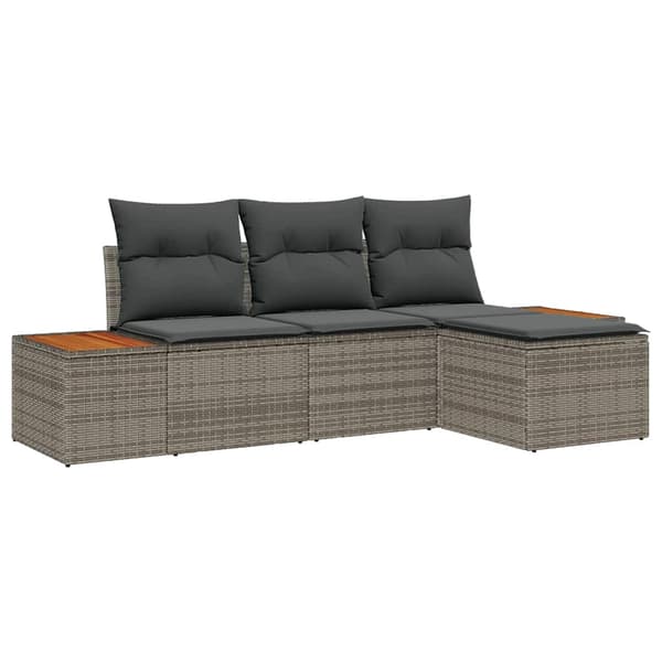 vidaXL Trädgårdssoffset med dyna 4 delar Grå 184 x 62 x 85 cm Polyrotting