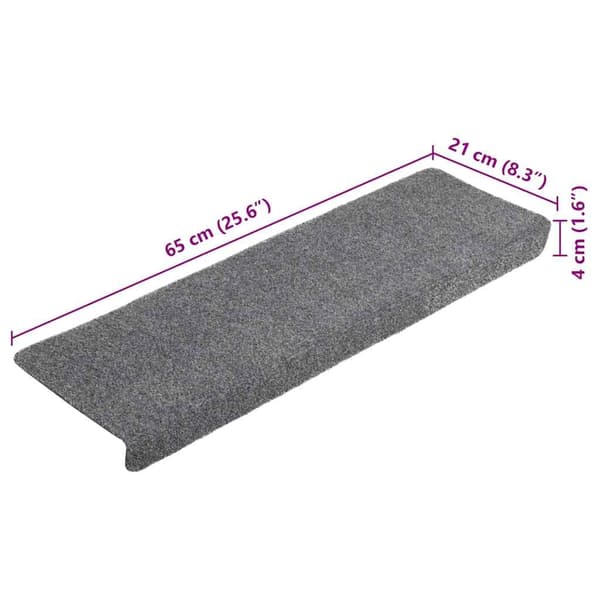 vidaXL Trappematter selvklebende 20 stk 65x21x4 cm lysegrå rektangulær kant