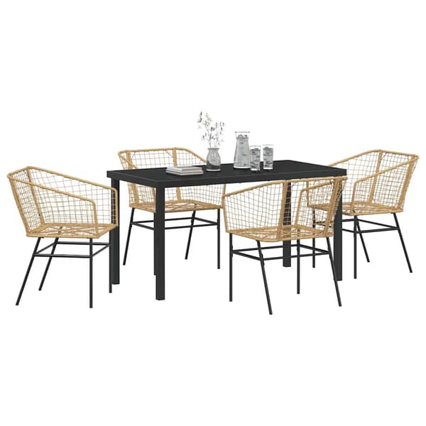 vidaXL Hage Spisegruppe 5 pcs Brun polyrotting